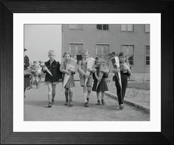 Framed Print : Students Leaving First Day with Schultuten Framed Print : Students Leaving First Day with Schultuten
