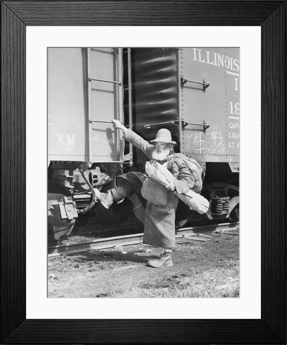 Framed Print : Older Man About To Board Rails