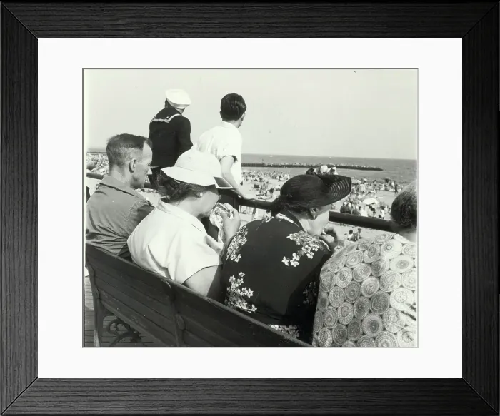 Framed Print : Women Eat Small Waffles on Boardwalk Framed Print : Women Eat Small Waffles on Boardwalk