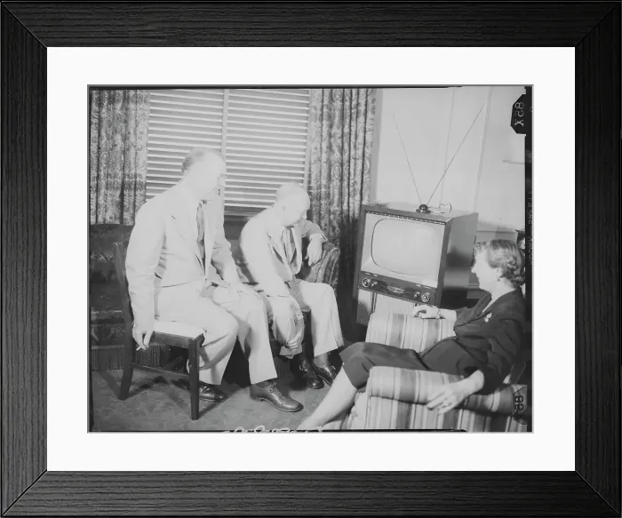 Framed Print : General Eisenhower Watching Television With His Wife and His Brother Framed Print : General Eisenhower Watching Television With His Wife and His Brother