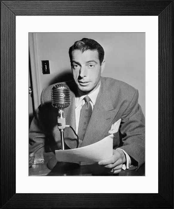 Framed Print : Joe DiMaggio Speaking at Microphone Framed Print : Joe DiMaggio Speaking at Microphone