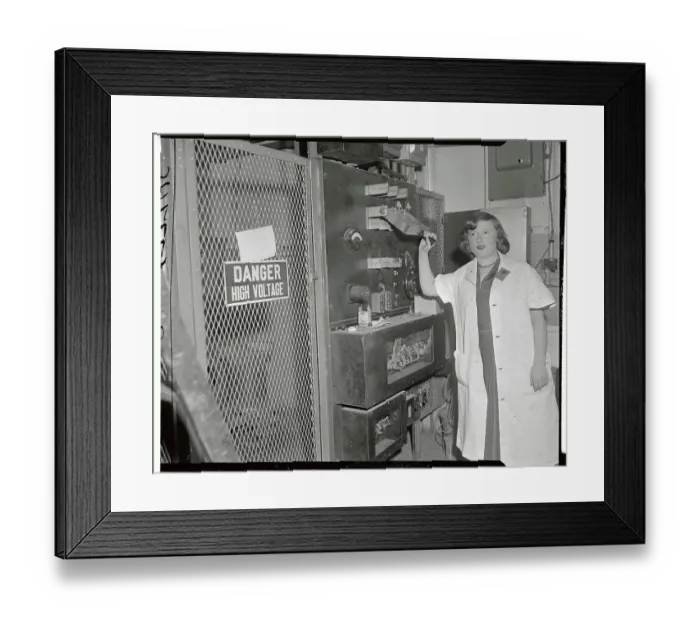 Framed Print : Miriam Levin Standing Near Radioactive Equipment Framed Print : Miriam Levin Standing Near Radioactive Equipment