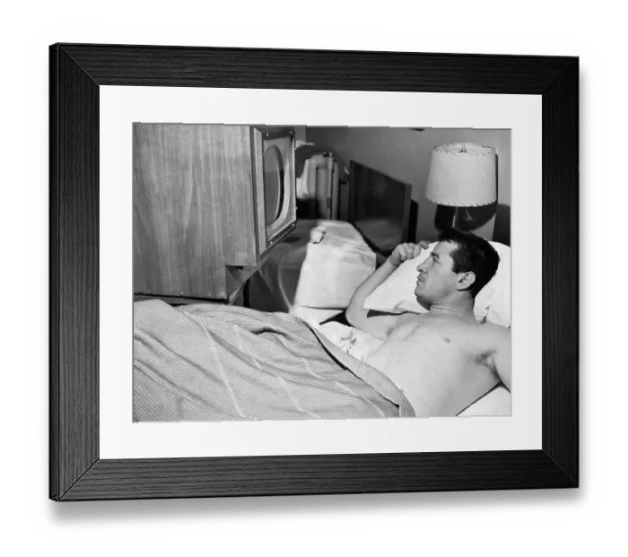 Framed Print : Rocky Graziano Watching TV Framed Print : Rocky Graziano Watching TV