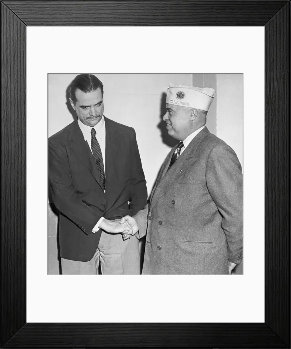 Framed Print : Howard Hughes Shaking Hands with Legionnaire Framed Print : Howard Hughes Shaking Hands with Legionnaire