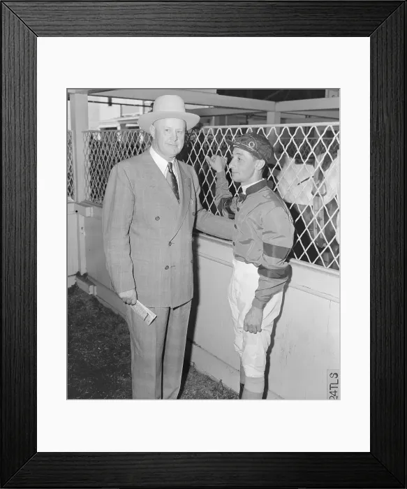 Framed Print : Eddie Arcaro and Ben Jones Talking in Stables Framed Print : Eddie Arcaro and Ben Jones Talking in Stables