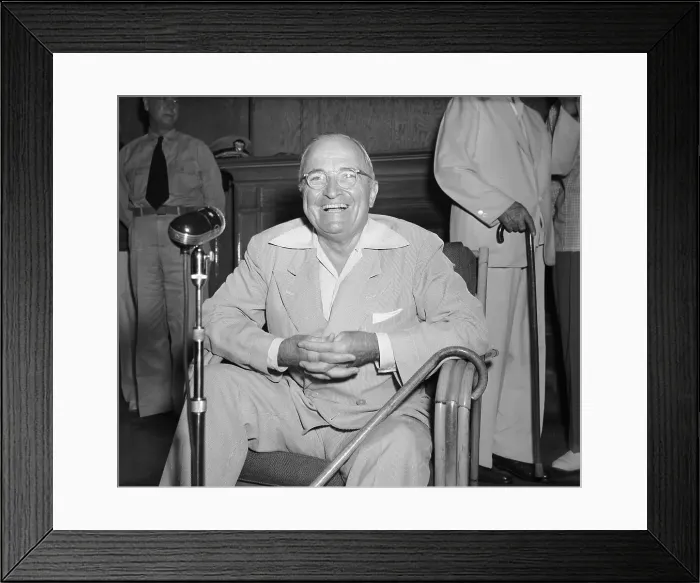 Framed Print : Harry S. Truman Sitting at Microphone Framed Print : Harry S. Truman Sitting at Microphone