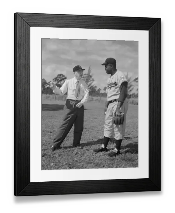 Framed Print : Jackie Robinson and Frankie Frisch Standing on Field Framed Print : Jackie Robinson and Frankie Frisch Standing on Field