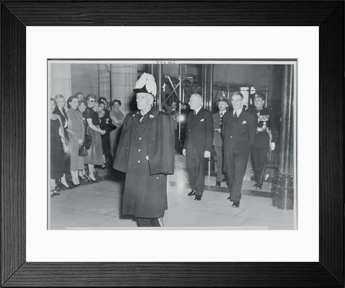 Framed Print : Vincent Massey and Louis St. Laurent Entering Parliament Building Framed Print : Vincent Massey and Louis St. Laurent Entering Parliament Building