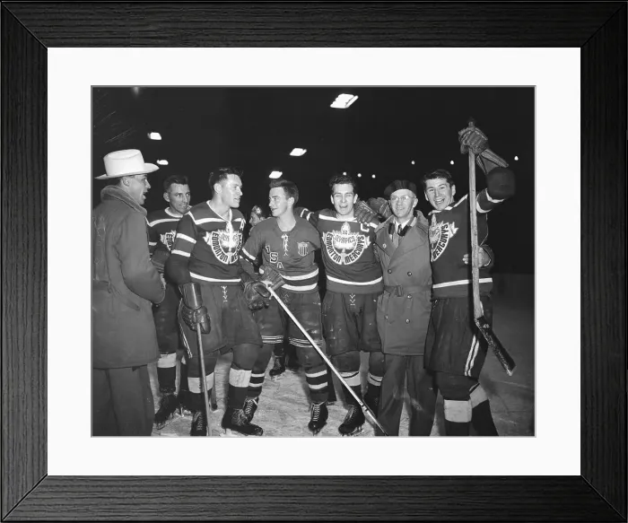 Framed Print : Olympic Hockey Players Posing Together Framed Print : Olympic Hockey Players Posing Together