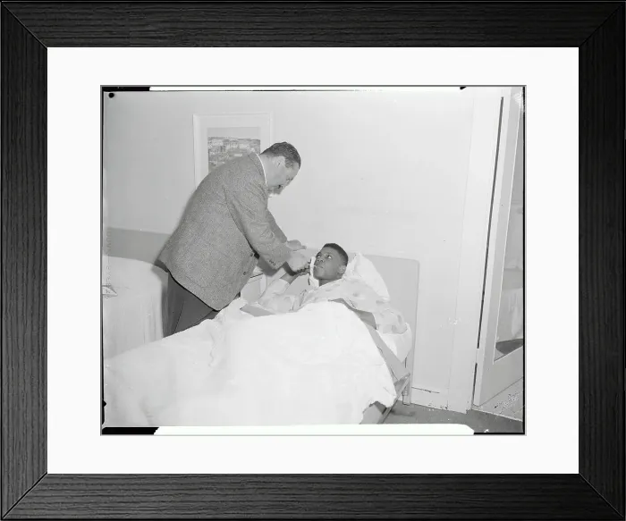 Framed Print : Willie Mays Being Treated by Doctor Framed Print : Willie Mays Being Treated by Doctor