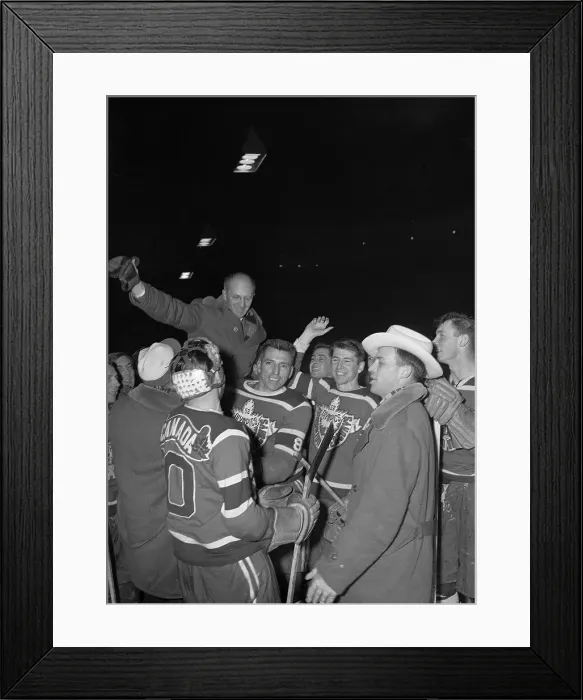 Framed Print : Canadian Olympic Hockey Team Celebrating Framed Print : Canadian Olympic Hockey Team Celebrating