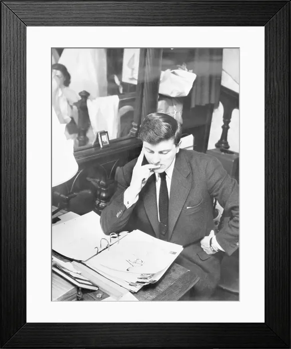 Framed Print : Hubert De Givenchy Studying Document Framed Print : Hubert De Givenchy Studying Document