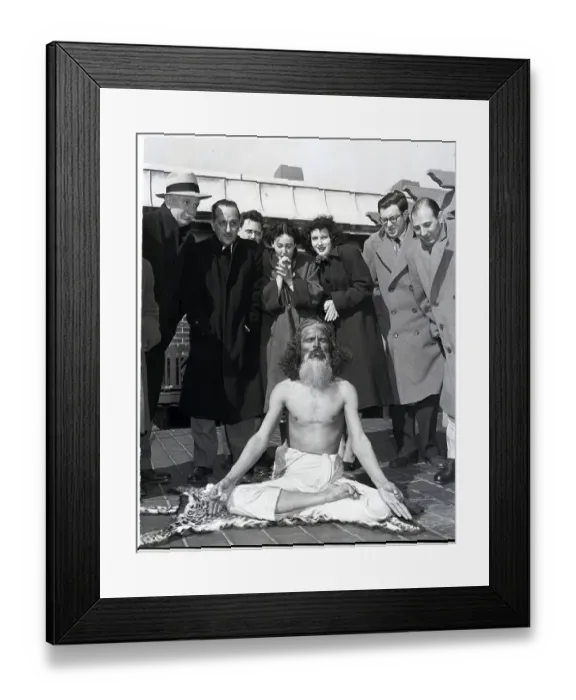 Framed Print : Hatha-Yogi Sits Atop Hotel Henry Hudson Framed Print : Hatha-Yogi Sits Atop Hotel Henry Hudson