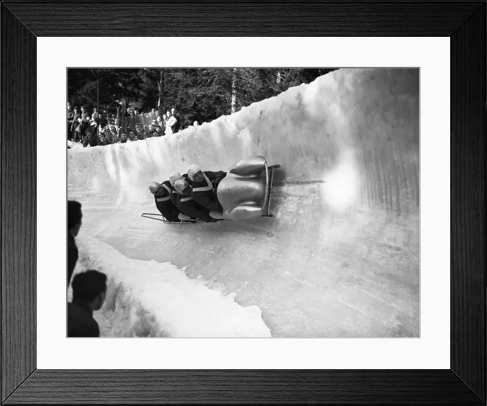 Framed Print : German Olympic Bobsled Team Competing Framed Print : German Olympic Bobsled Team Competing