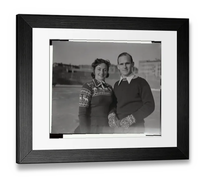 Framed Print : Dick Button and Jeannette Altwegg Posing for Camera Framed Print : Dick Button and Jeannette Altwegg Posing for Camera