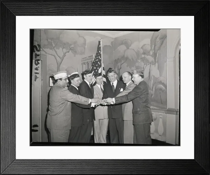 Framed Print : Veterans Standing With Fists In Center Framed Print : Veterans Standing With Fists In Center