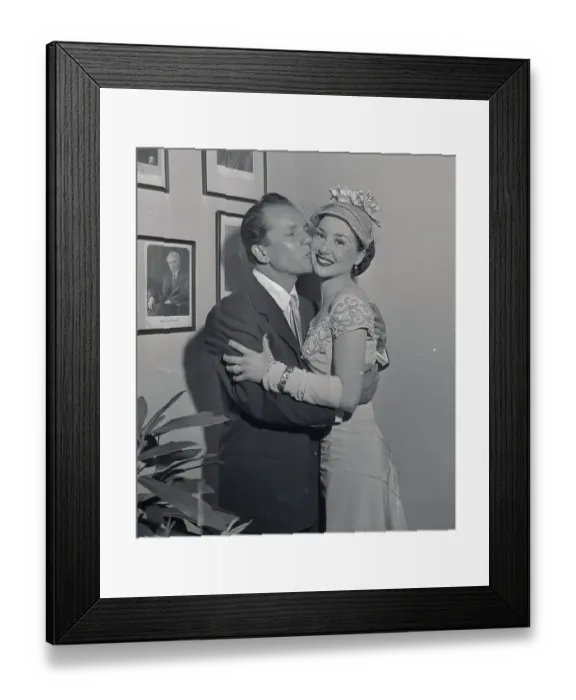 Framed Print : Shot of Couple Joey Adams and Cindy Heller Kissing Framed Print : Shot of Couple Joey Adams and Cindy Heller Kissing