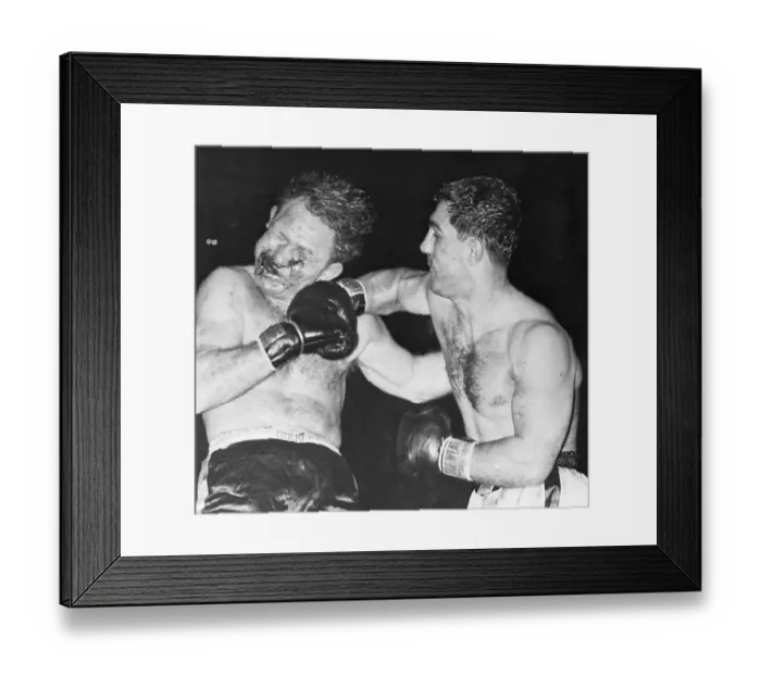 Framed Print : Rocky Marciano Punches Bloody Lee Savold Framed Print : Rocky Marciano Punches Bloody Lee Savold