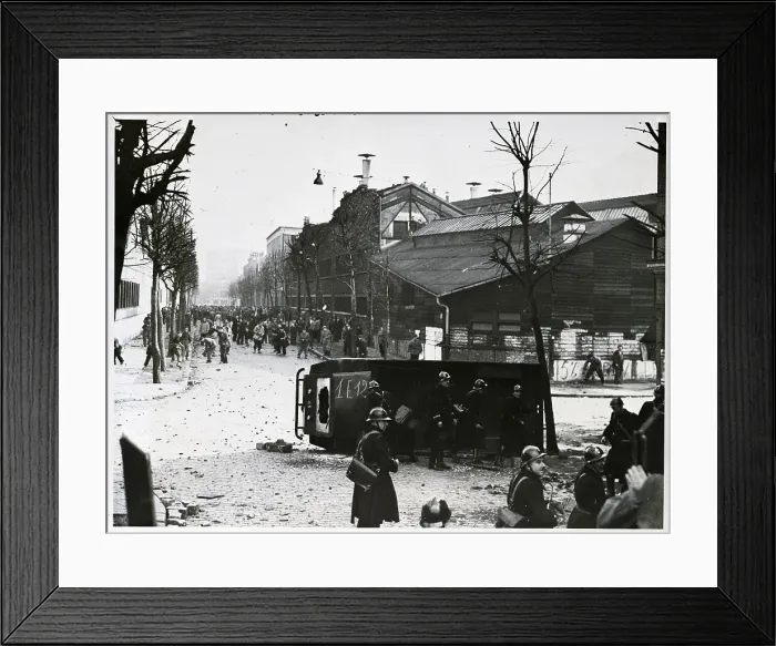 Framed Print : Police Use Overturned Truck as Barricade Framed Print : Police Use Overturned Truck as Barricade