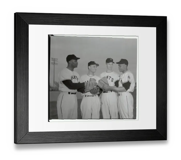 Framed Print : Giant Teammates Standing with Gloves Framed Print : Giant Teammates Standing with Gloves