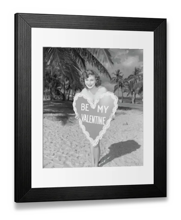 Framed Print : Model Covered by Large Valentine Card Framed Print : Model Covered by Large Valentine Card