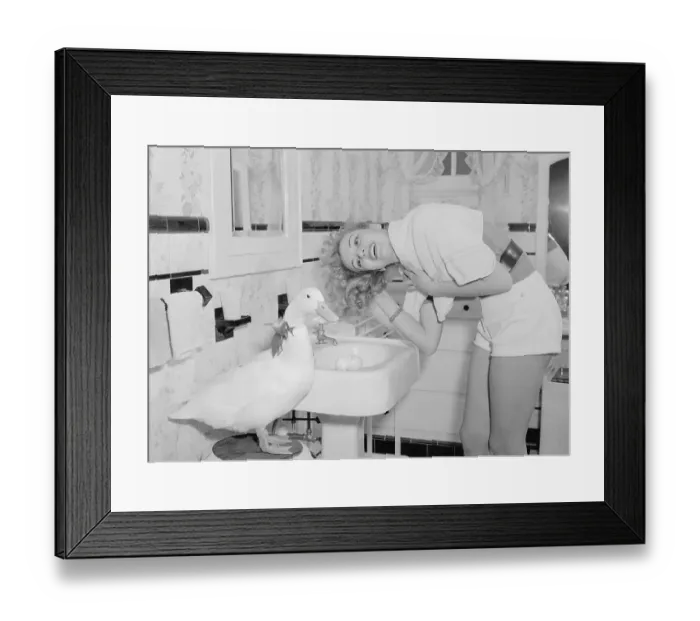 Framed Print : Kathleen Hughes Washing Her Hair Framed Print : Kathleen Hughes Washing Her Hair