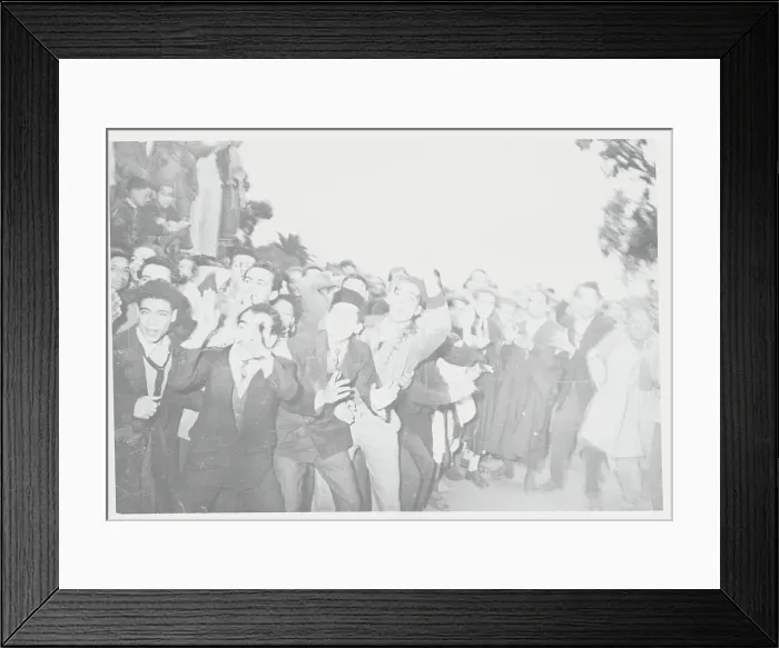 Framed Print : People Trying to Cross Lines During Political Meeting Framed Print : People Trying to Cross Lines During Political Meeting