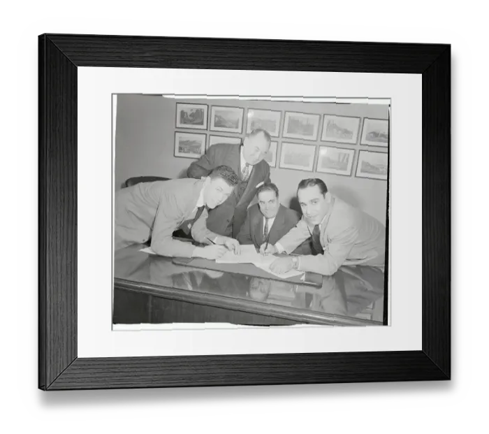 Framed Print : Yogi Berra and Gil McDougald Signing Contracts Framed Print : Yogi Berra and Gil McDougald Signing Contracts