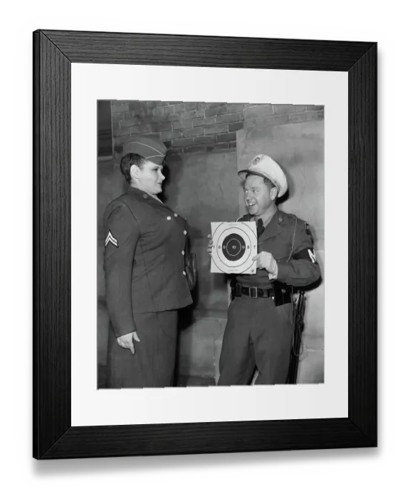 Framed Print : Mickey Rooney and June Smaney in Army Movie Scene Framed Print : Mickey Rooney and June Smaney in Army Movie Scene