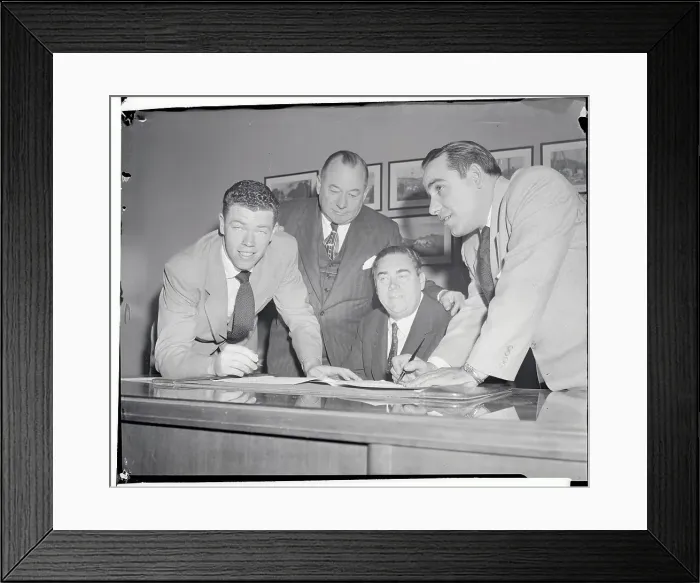 Framed Print : Gil McDougald and Yogi Berra Signing Contracts Framed Print : Gil McDougald and Yogi Berra Signing Contracts