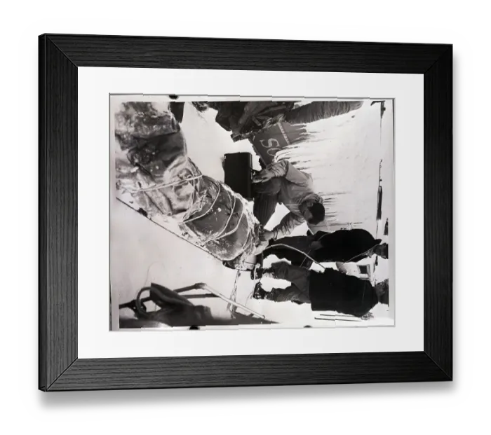 Framed Print : Doctor Examines Man from Snowbound Train Framed Print : Doctor Examines Man from Snowbound Train