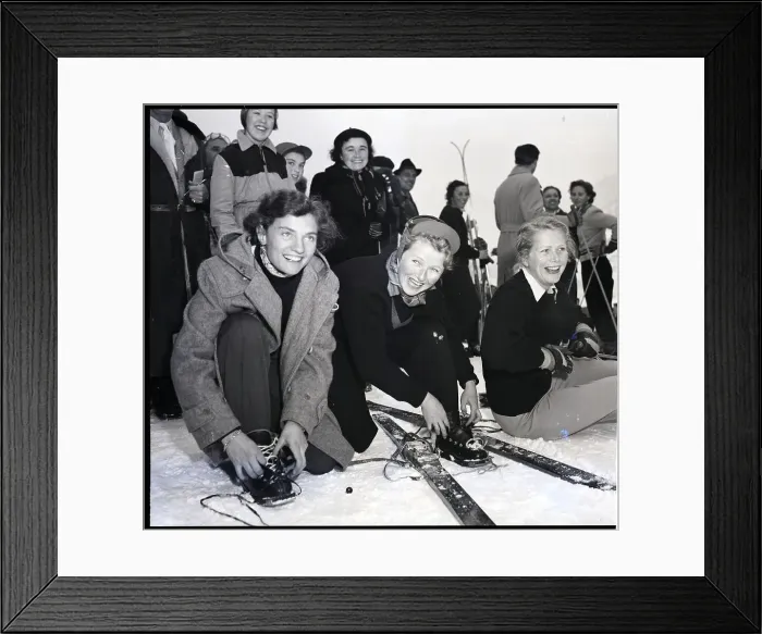 Framed Print : Athletes Adjusting Their Skis Framed Print : Athletes Adjusting Their Skis