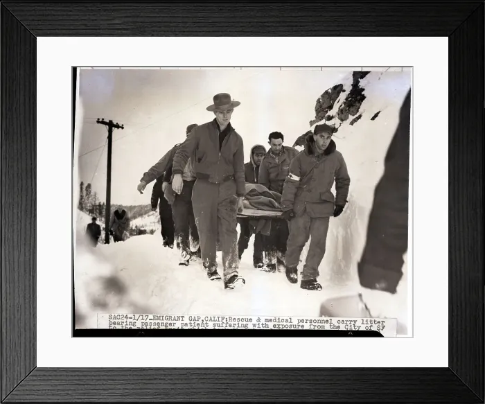 Framed Print : Rescuers Carry Stretcher Out of Train