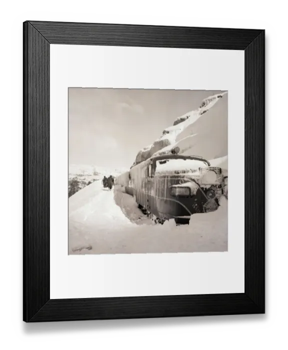 Framed Print : Rescuers Reach Snow Bound Train Framed Print : Rescuers Reach Snow Bound Train