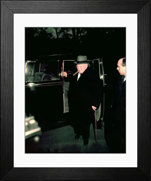 Framed Print : Winston Churchill Standing by Car Framed Print : Winston Churchill Standing by Car