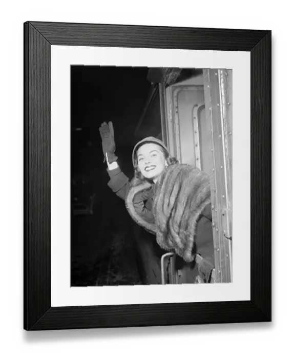 Framed Print : Joanne Dru Waving Upon Arrival Framed Print : Joanne Dru Waving Upon Arrival