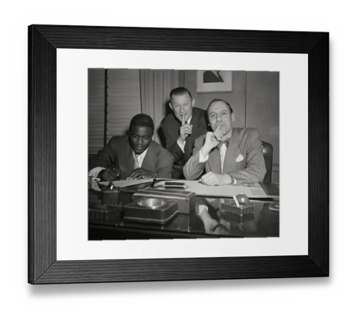 Framed Print : Jackie Robinson with Chuck Dressen and EJ Bavasi Framed Print : Jackie Robinson with Chuck Dressen and EJ Bavasi