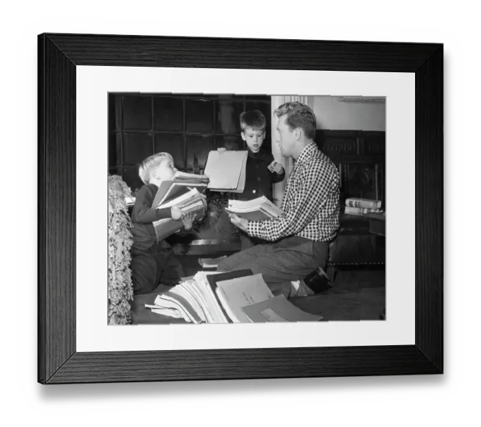 Framed Print : Kirk Douglas at Home with Sons Michael and Joel Framed Print : Kirk Douglas at Home with Sons Michael and Joel