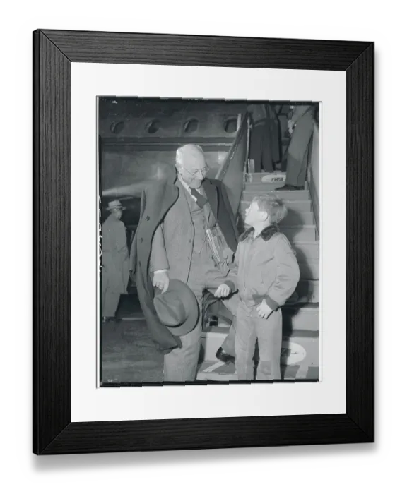 Framed Print : Cecil B. DeMille Talking With Young Grandson at Airplane Framed Print : Cecil B. DeMille Talking With Young Grandson at Airplane