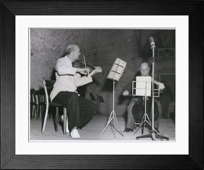 Framed Print : Portrait of Joseph Szigeti and Cellist Rehearsing Musical Score