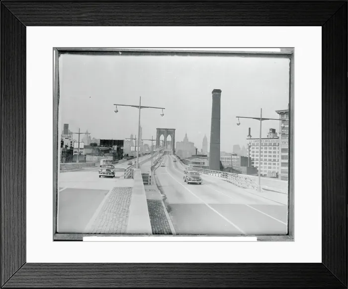 Framed Print : View from Brooklyn Side of Reconstructed Brooklyn Bridge Framed Print : View from Brooklyn Side of Reconstructed Brooklyn Bridge