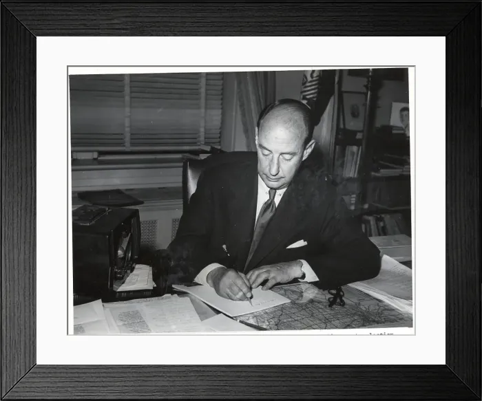Framed Print : Adlai Stevenson Writting At Desk 1952 Framed Print : Adlai Stevenson Writting At Desk 1952