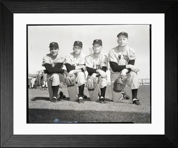 Framed Print : Four Kneeling New York Giants, Thomson, Dark, Williams and Lockman Framed Print : Four Kneeling New York Giants, Thomson, Dark, Williams and Lockman