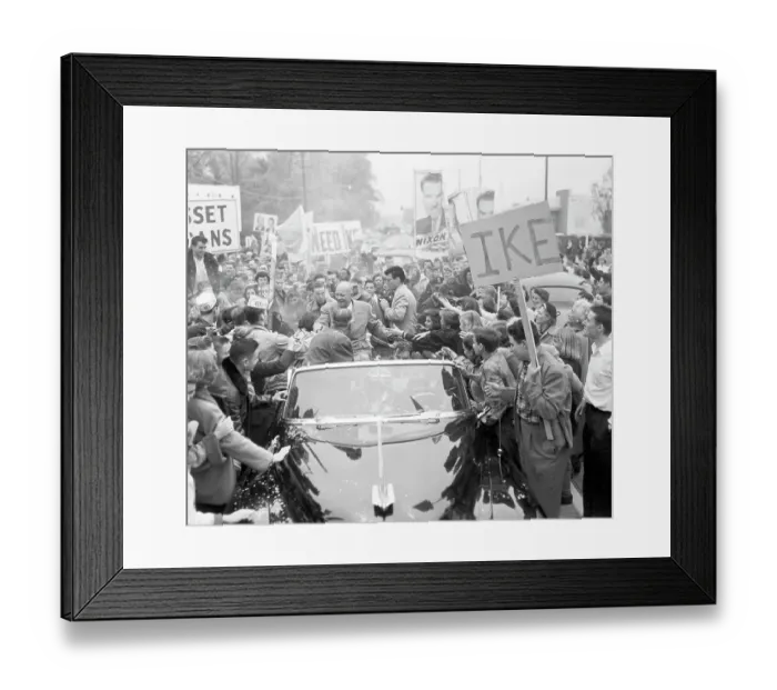 Framed Print : Dwight D. Eisenhower in Limousine and Surrounded by Supporters