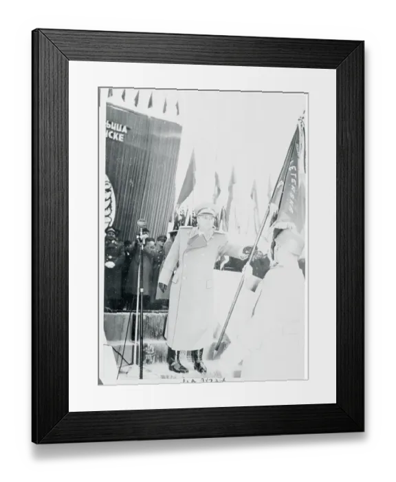Framed Print : Josip Broz Tito Holding a Flag Framed Print : Josip Broz Tito Holding a Flag