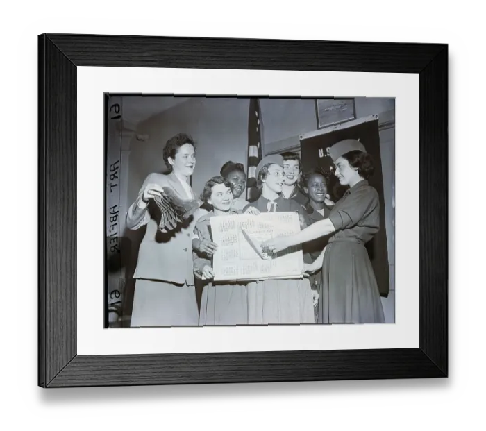 Framed Print : Seven Wac Women Pictured With Calendar Framed Print : Seven Wac Women Pictured With Calendar