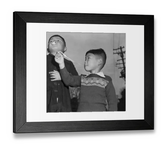 Framed Print : Boys Playing With Bubble Gum Framed Print : Boys Playing With Bubble Gum