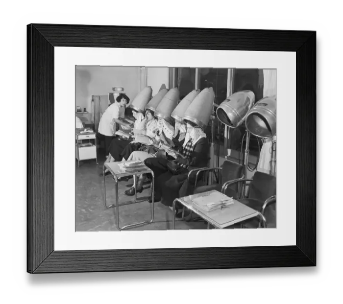 Framed Print : Japanese Women Under Hair Dryers Framed Print : Japanese Women Under Hair Dryers