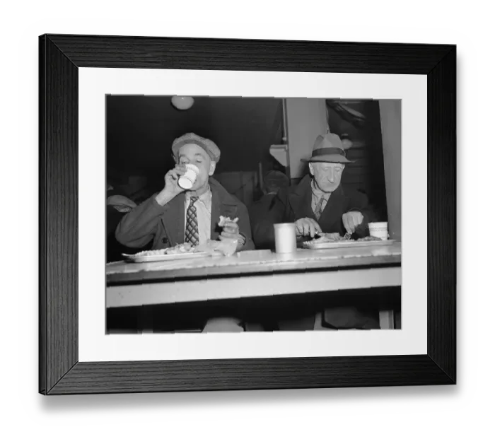 Framed Print : Elderly Men Eating at Table Framed Print : Elderly Men Eating at Table