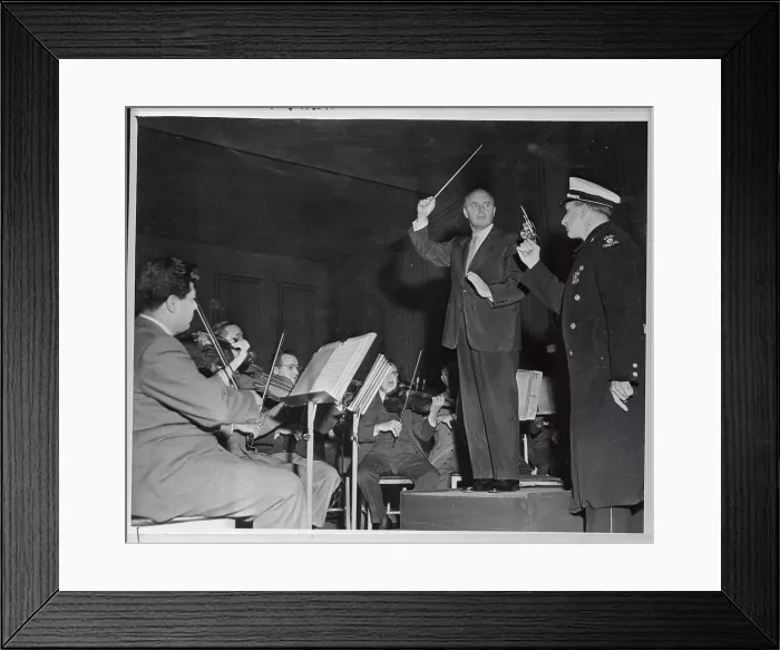 Framed Print : Conductor Directing the Philadelphia Orchestra for Special Event